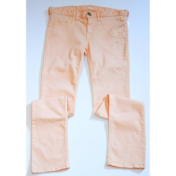 NAVEN Designer DENIM Cadmium Orange JEANS Faux Front Pockets LOW RISE Bootcut 28 - Picture 2 of 2